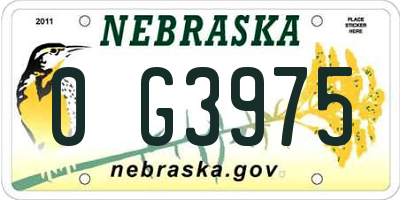 NE license plate 0G3975