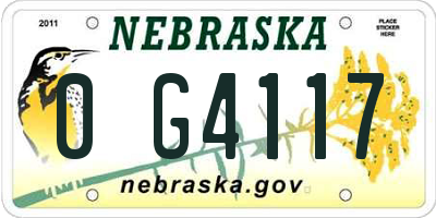 NE license plate 0G4117