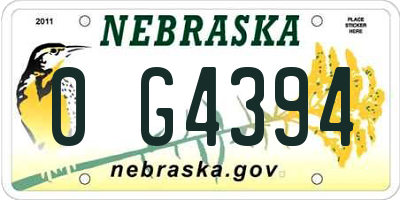 NE license plate 0G4394