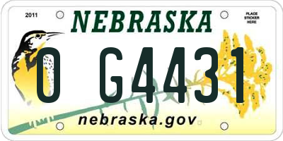 NE license plate 0G4431