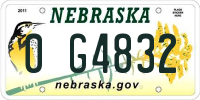 NE license plate 0G4832