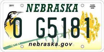 NE license plate 0G5181