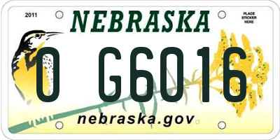 NE license plate 0G6016