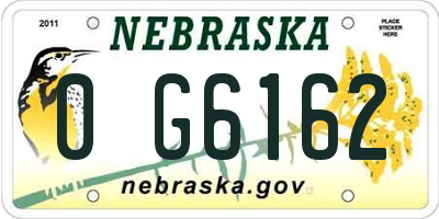 NE license plate 0G6162