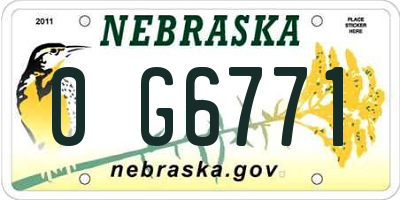 NE license plate 0G6771