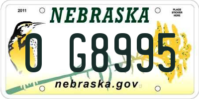 NE license plate 0G8995