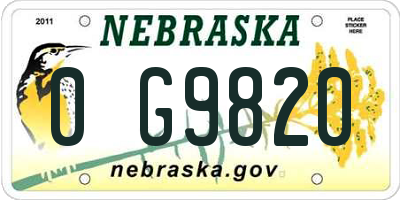 NE license plate 0G9820