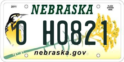 NE license plate 0H0821
