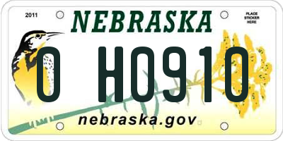 NE license plate 0H0910