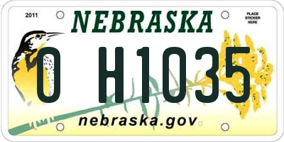 NE license plate 0H1035