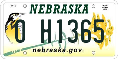 NE license plate 0H1365