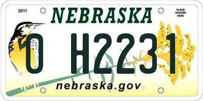 NE license plate 0H2231
