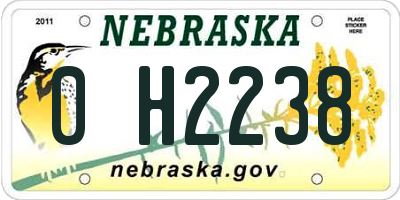NE license plate 0H2238