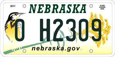 NE license plate 0H2309