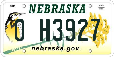 NE license plate 0H3927