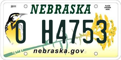 NE license plate 0H4753