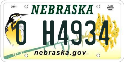 NE license plate 0H4934