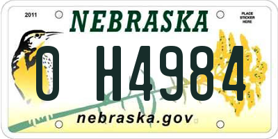 NE license plate 0H4984