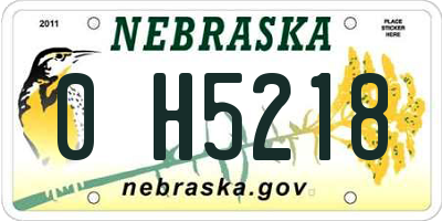 NE license plate 0H5218