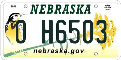 NE license plate 0H6503