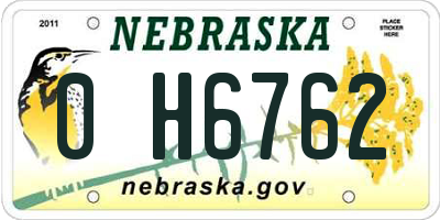 NE license plate 0H6762