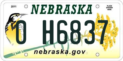 NE license plate 0H6837