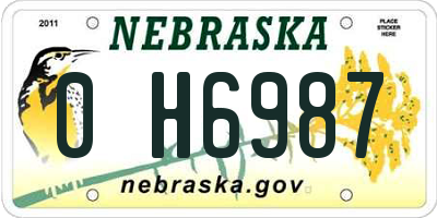 NE license plate 0H6987