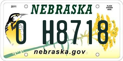 NE license plate 0H8718