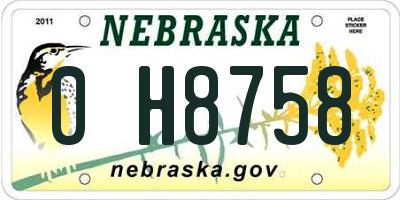 NE license plate 0H8758
