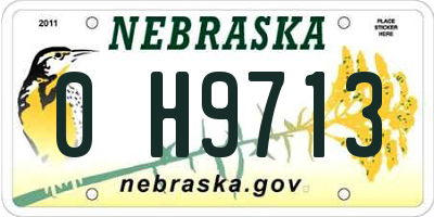 NE license plate 0H9713