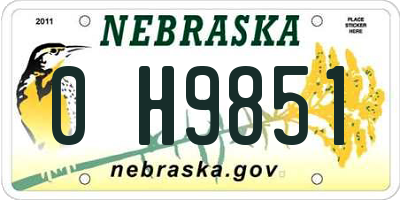 NE license plate 0H9851