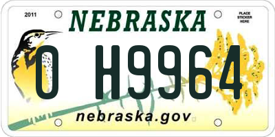 NE license plate 0H9964