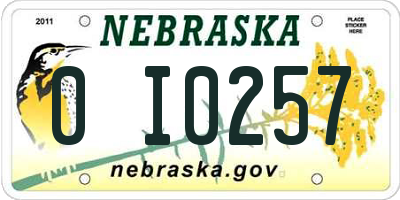 NE license plate 0I0257