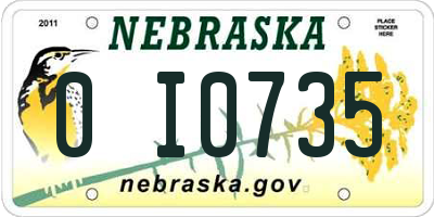 NE license plate 0I0735