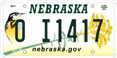 NE license plate 0I1417