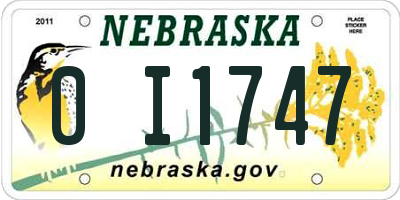 NE license plate 0I1747