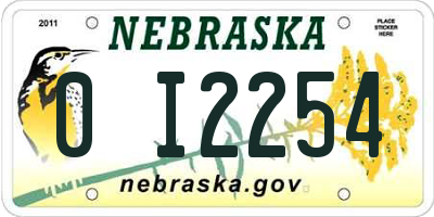 NE license plate 0I2254