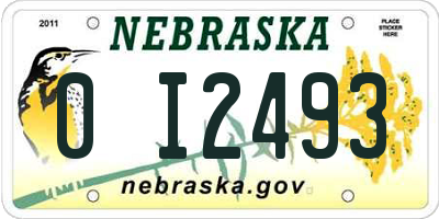 NE license plate 0I2493