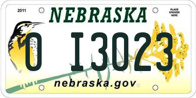 NE license plate 0I3023