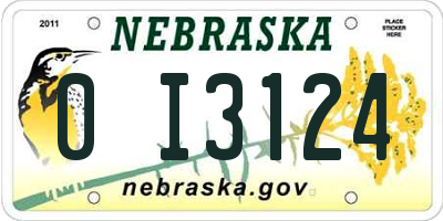 NE license plate 0I3124