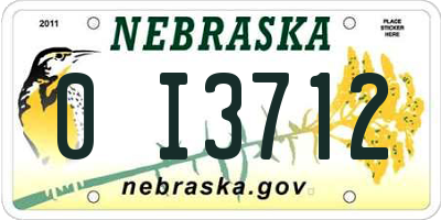 NE license plate 0I3712