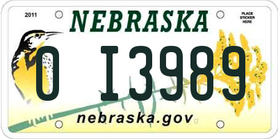 NE license plate 0I3989