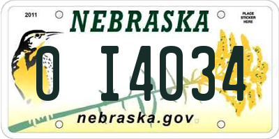 NE license plate 0I4034