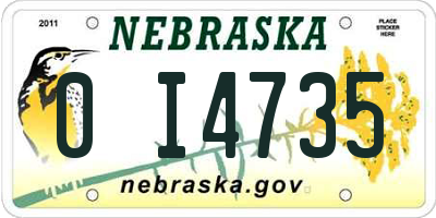 NE license plate 0I4735