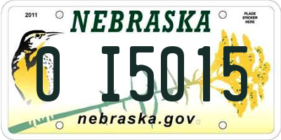NE license plate 0I5015