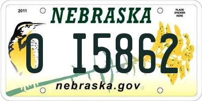 NE license plate 0I5862