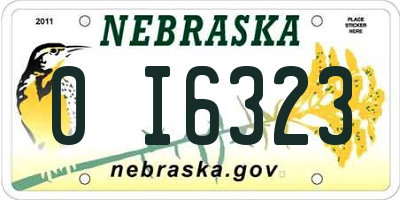 NE license plate 0I6323