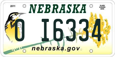 NE license plate 0I6334