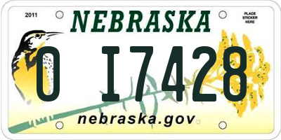 NE license plate 0I7428