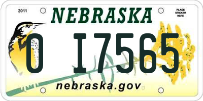NE license plate 0I7565